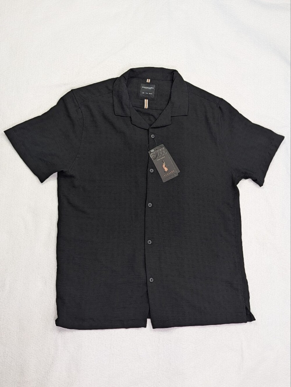 NWT Denim & Flower Ricky Singh Button Shirt Mens Large Black Textured Camper
